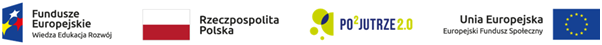 loga instytycji realizujących prokekt: projekt POPOJUTRZE, flaga Unii europejskiej - Europejski Fundusz Społeczny, logotyp funduszu europejskiego - wiedza, edukacja, rozrów