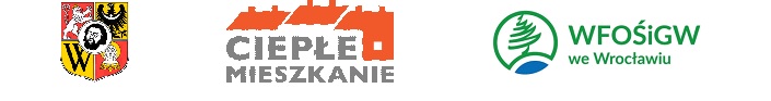 Herb Wrocławia, Logo Programu Ciepłe Mieszkanie, Logo Wojewódzkiego Funduszu Ochrony Środowiska i Gospodarki Wodnej  