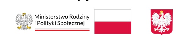 loga instytucji finansujących,  środków Ministerstwa Rodziny i Polityki Społecznej , flaga i godło Polski